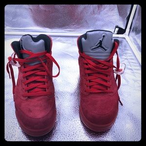 USED Red suede Retro 5 Air Jordan’s